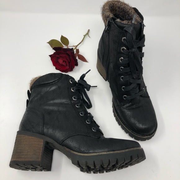 Glinda Black Combat Boots Size 